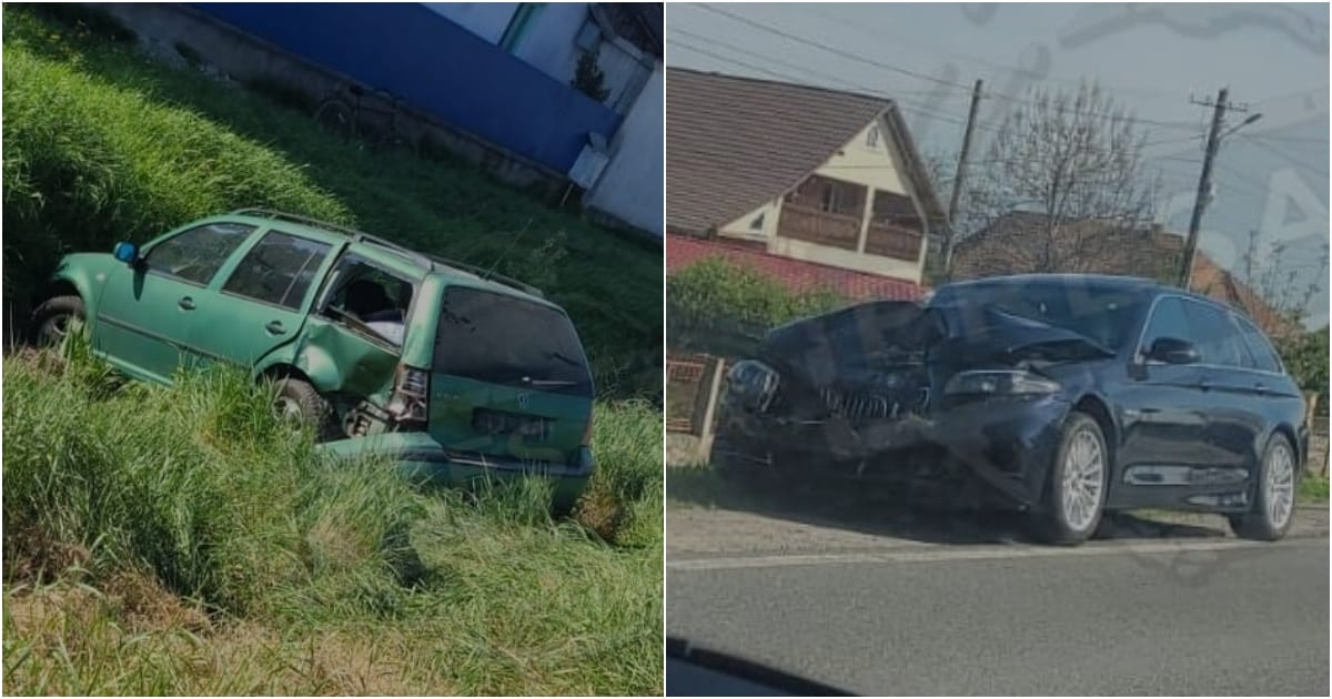 FOTO/VIDEO. Poliția explică cum s-a produs accidentul de astăzi de pe DN19. Mașină în șanț, victimă la Urgență