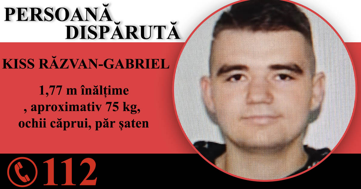Tânăr din Satu Mare, dispărut. A plecat vineri de acasă și nu s-a mai întors. Polițiștii vă cer ajutorul