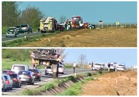 FOTO. Accident cu victimă, în lanț, pe DN 19, între Satu Mare și Oradea