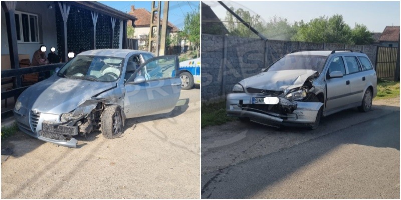 FOTO. Accident în județul Satu Mare. Doi meșteri nu au încăput astăzi în intersecție