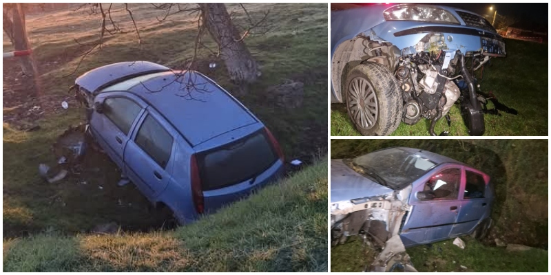 FOTO. Un tânăr beat (20 ani) din Satu Mare a pierdut controlul mașinii și a ajuns într-un canal