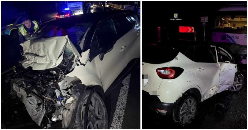 FOTO. Urmărită de poliție, o femeie a murit după ce a intrat cu mașina furată într-un camion