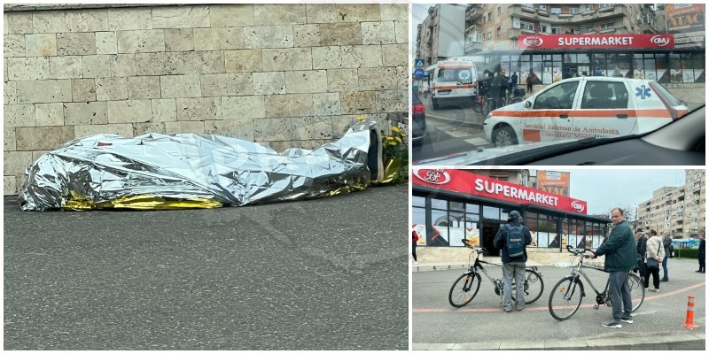 FOTO. Un bărbat a decedat în fața unui magazin de lângă Spitalul Județean Satu Mare