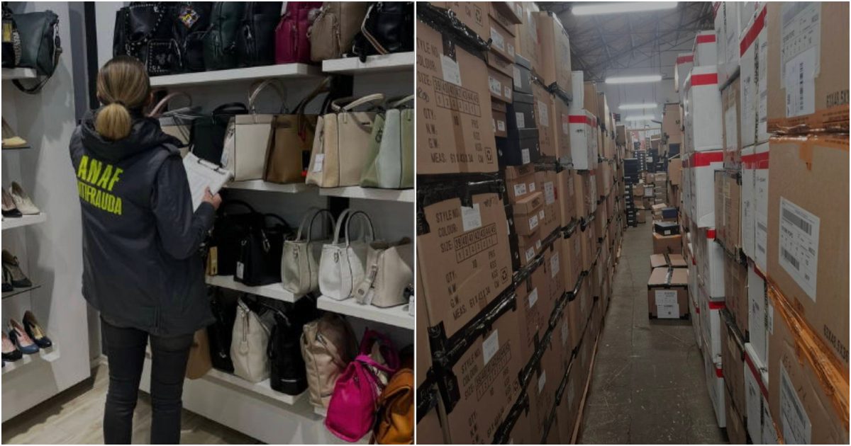 FOTO. Pantofi fără acte, într-un depozit din Carei. Marfă de aproape 5 milioane de lei, confiscată de cei de la Antifraudă