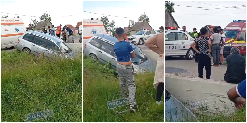 VIDEO. Șoferul ar fi evitat un copil. Și-ar fi rănit propria familie! Accident în județul Satu Mare