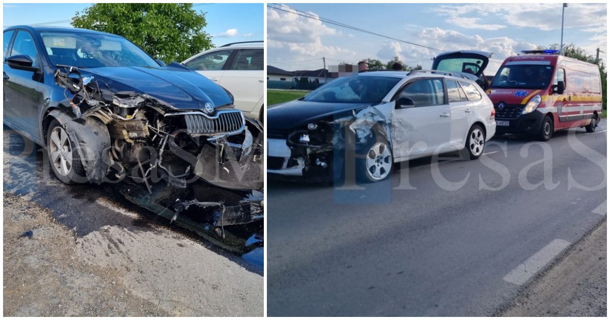 FOTO. Accident între Satu Mare și Odoreu. Impact violent între două autoturisme