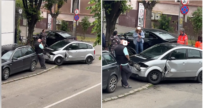 VIDEO. Accident în municipiul Satu Mare. Coliziune între două mașini, ambulanța la fața locului