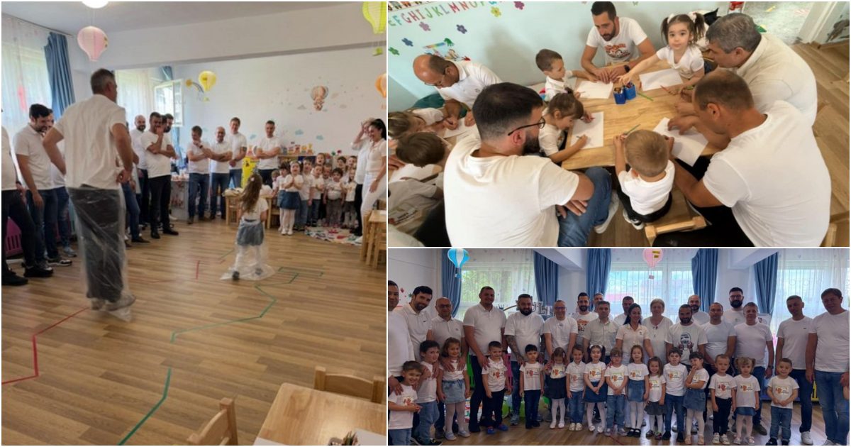 FOTO. "Tata, eroul meu!" – Sărbătoare cu zâmbete și jocuri la o grădiniță din Satu Mare