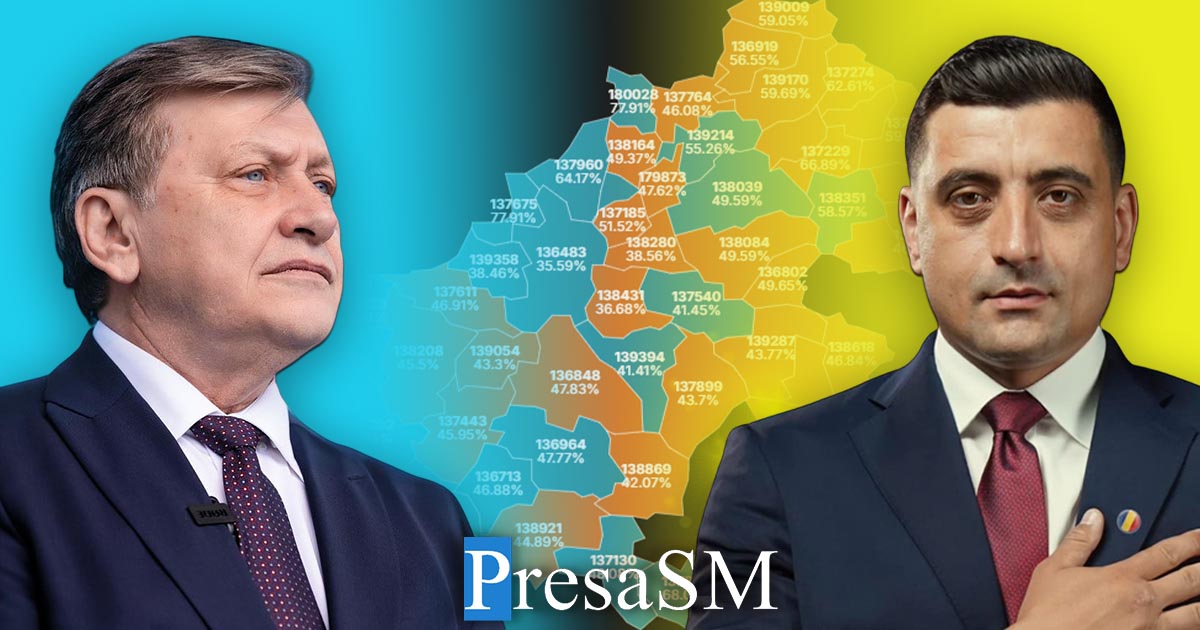 HARTA județului Satu Mare la alegerile prezidențiale, turul I. Cine a câștigat în marile orașe și în comunele sătmărene