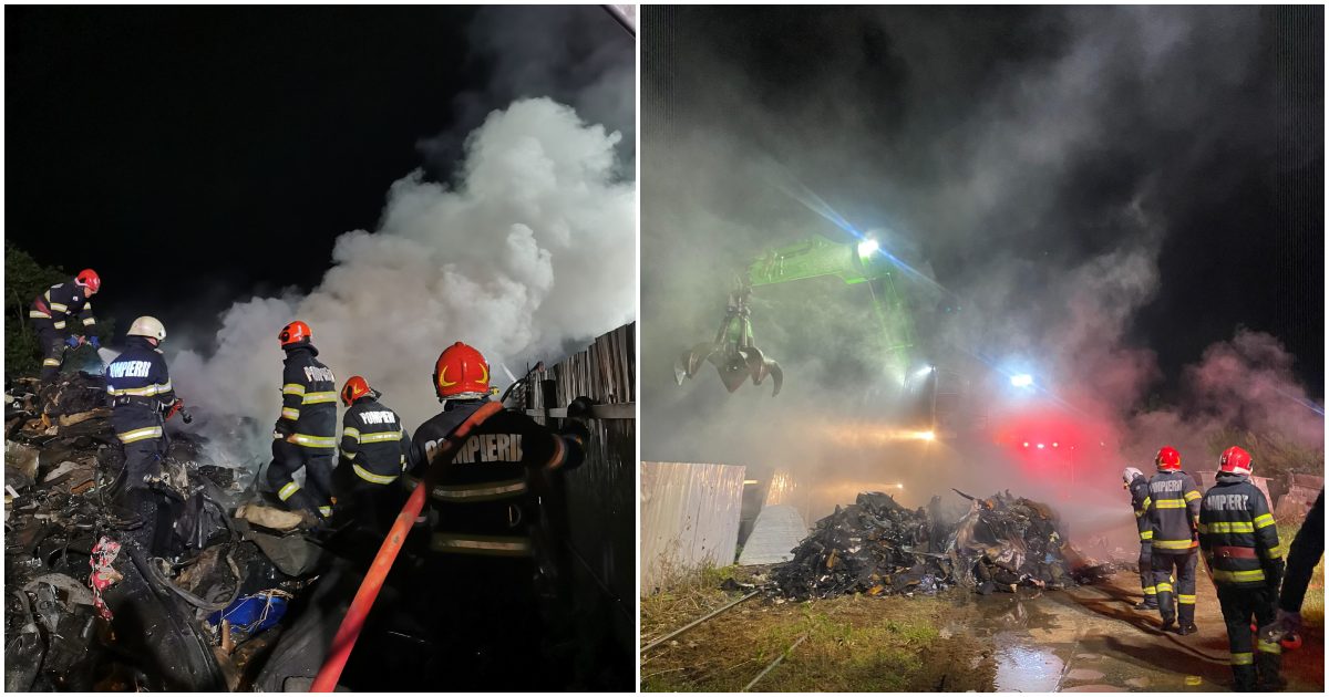 FOTO/VIDEO. Incendiul de la depozitul de pe strada Magnoliei, provocat de o persoană! Degajări mari de fum