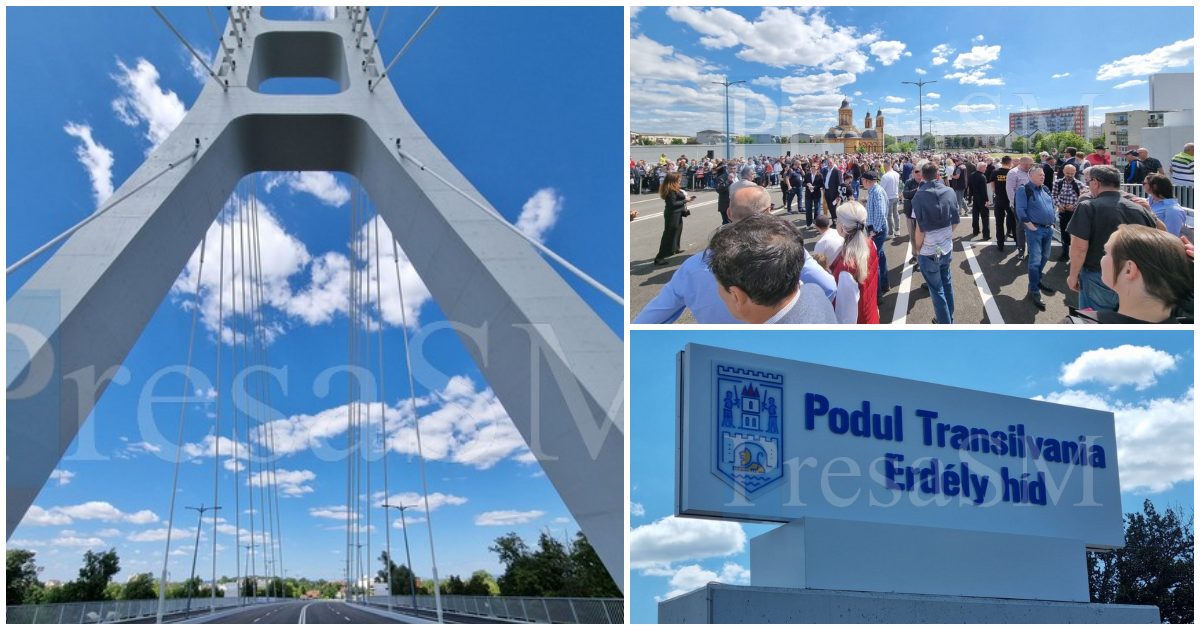 FOTO/VIDEO. S-a inaugurat podul Transilvania. Artificii de zi și sute de aplauze: "Să fiți mândri că sunteți sătmăreni!"