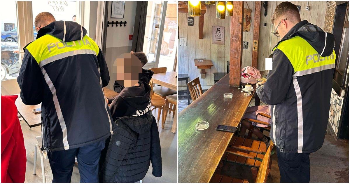 FOTO. Polițiștii din Satu Mare tratează ”chiulangita cronică” a elevilor direct în baruri