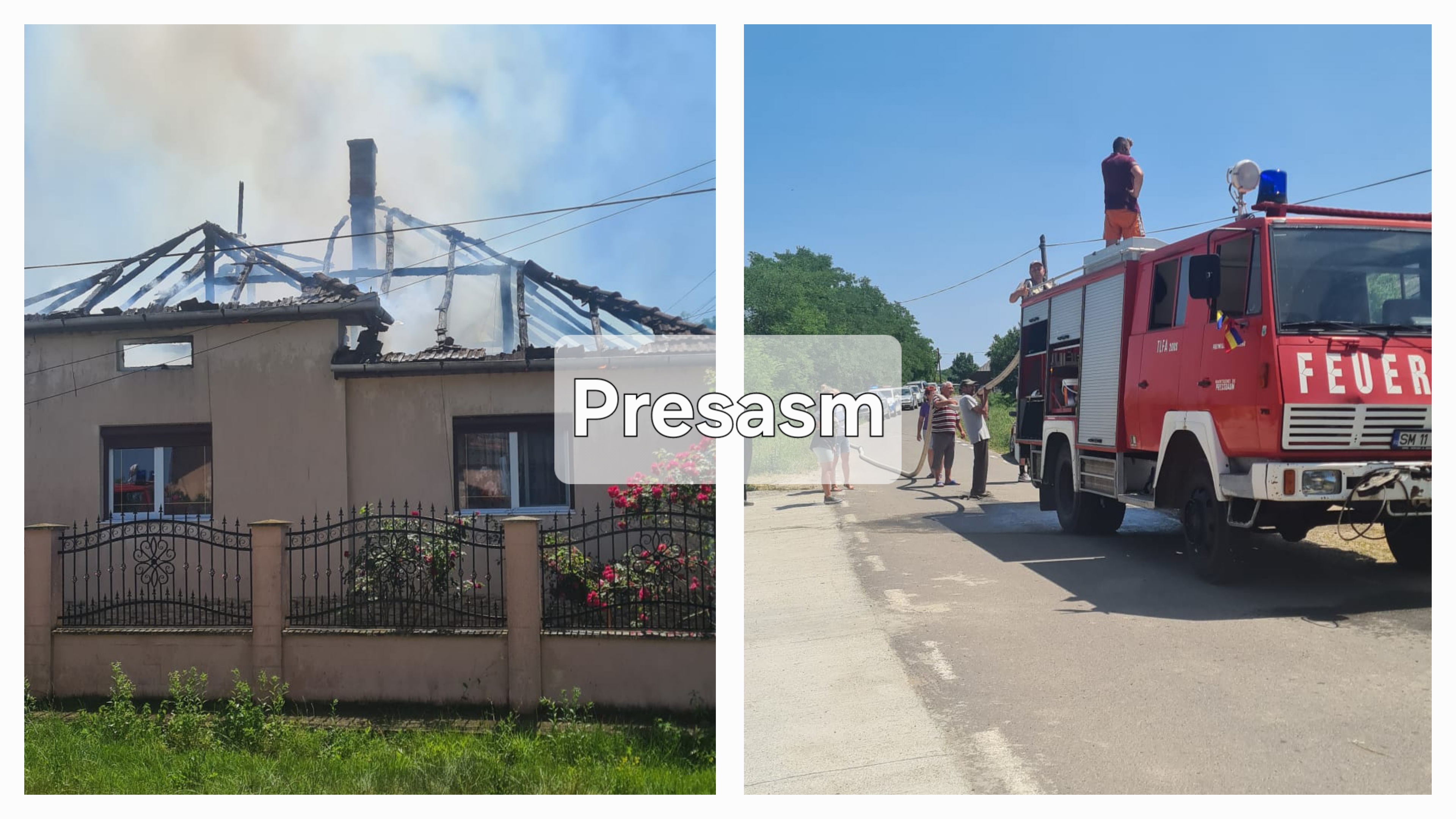 FOTO/VIDEO. Incendiu de amploare, casă distrusă în județul Satu Mare