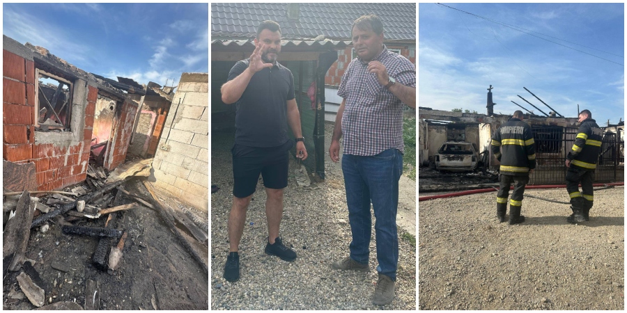 FOTO. Patru familii au rămas sub cerul liber după incendiul din Livada. Haideți să îi ajutăm