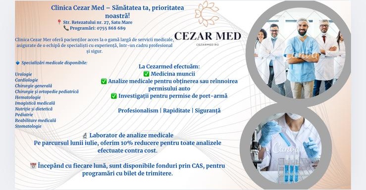 Clinica Cezar Med – Excelență medicală în Satu Mare, din 2005