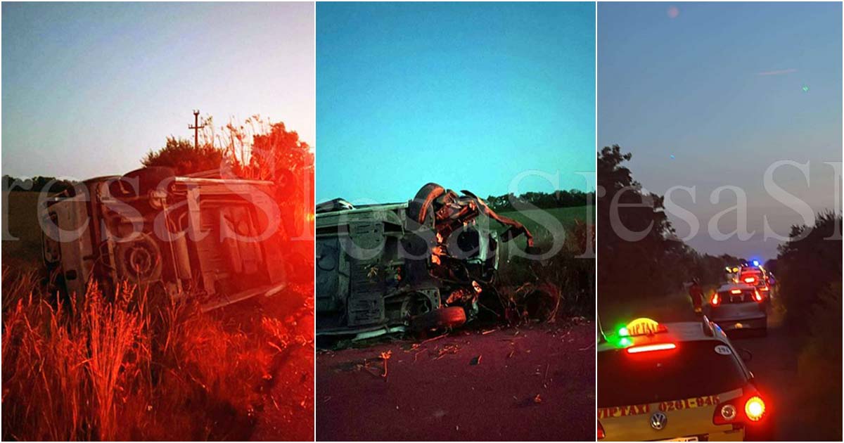 FOTO. Accident TERIBIL între Balta Blondă și Sătmărel. Șofer beat, microbuz răsturnat