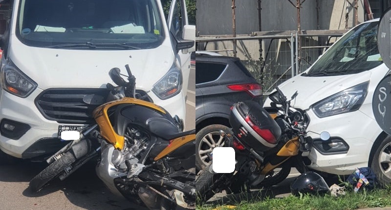 Accident grav în județul Satu Mare! Bărbat beat și fără permis, a izbit o motocicletă de o dubă
