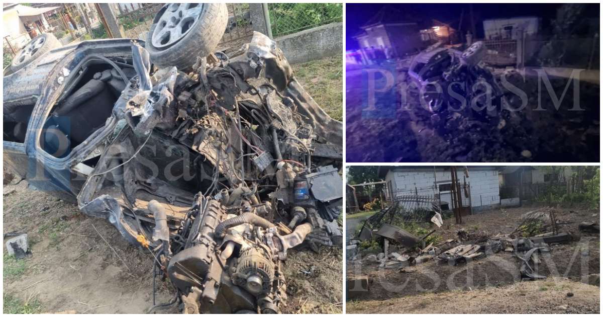 FOTO/VIDEO. Accident teribil în Petin: Mașină răsturnată cu 130 km/h, șoferul neagă că era la volan
