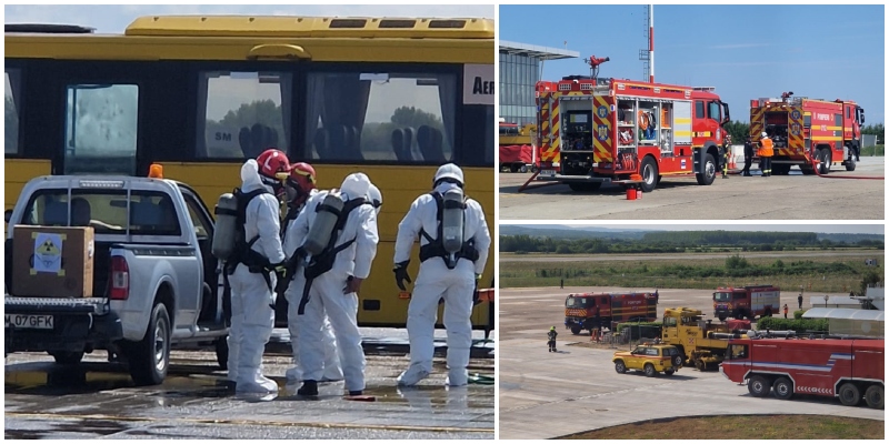 FOTO. Plan Roșu activat la Aeroportul Satu Mare. Scurgeri radiologice, mobilizare uriașă a pompierilor (exercițiu)