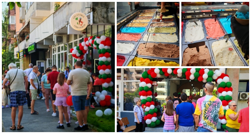 Gelateria „Ciao Italia” din Satu Mare, luată cu asalt de la deschidere. Zeci de sătmăreni la coadă pentru înghețată artizanală