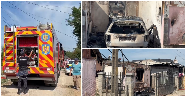 FOTO/VIDEO. Incendiu puternic la Livada: Mai multe case și mașini au fost distruse de flăcări