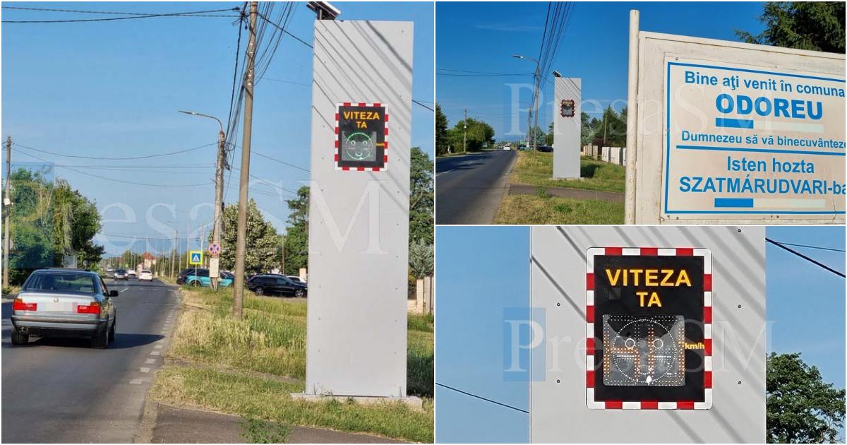 FOTO/VIDEO. Premieră pe drumurile sătmărene. Indicator de viteză cu radar la ieșirea din Satu Mare