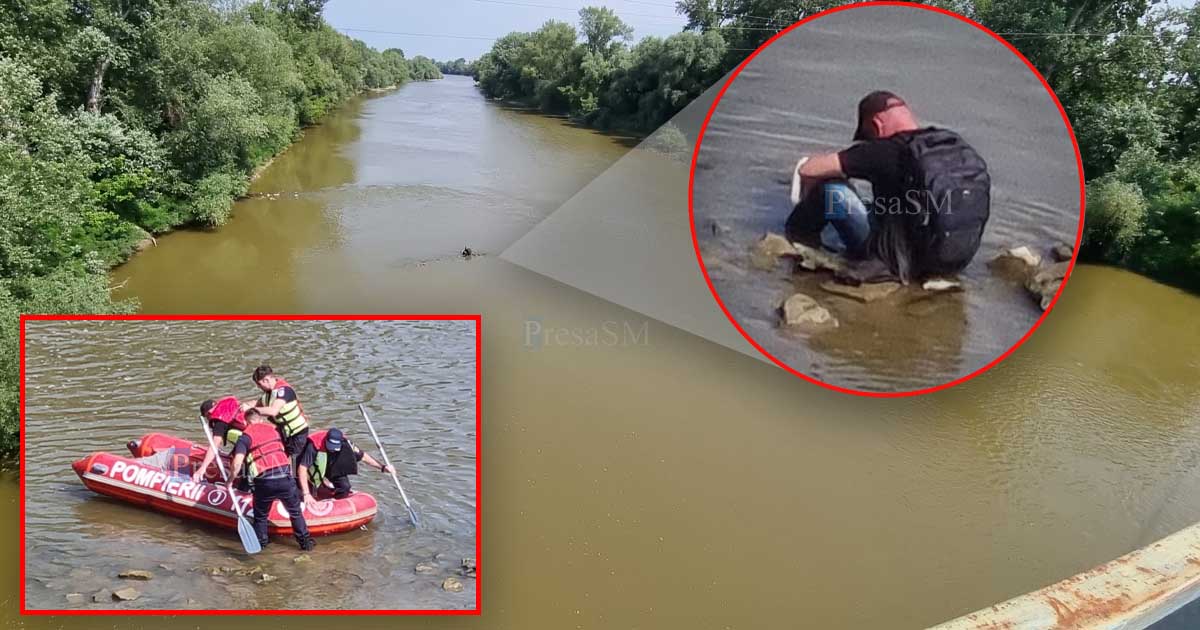 FOTO/VIDEO. Operațiune de salvare pe Someș, în municipiul Satu Mare. Pompierii și polițiștii la fața locului