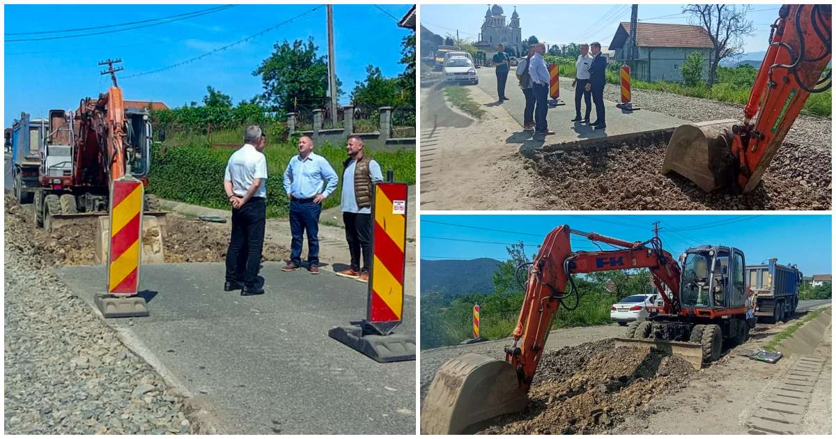 FOTO. Se repară un drum din județ după alunecările de teren. Este necesară consolidarea fundației