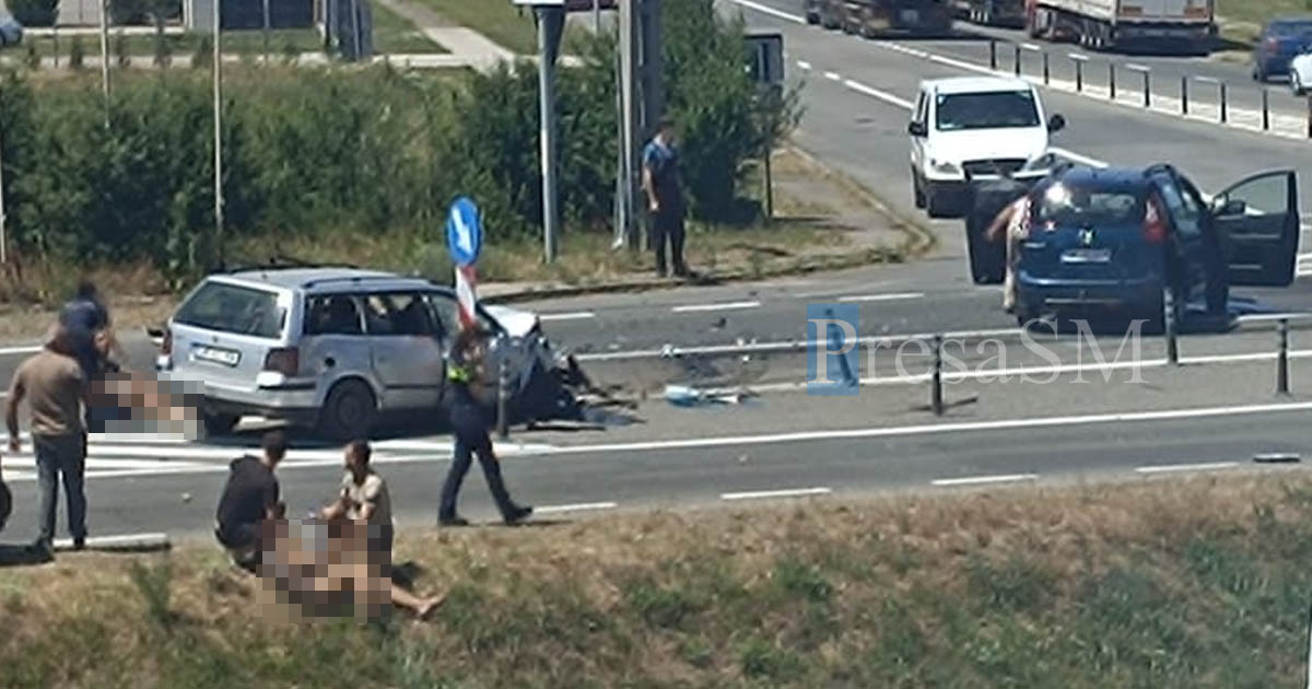 FOTO. Accident grav cu multiple victime în Satu Mare, pe B-dul Lucian Blaga