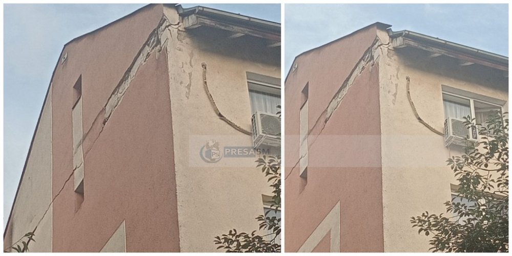 FOTO. Pericol iminent în Cartierul Carpați II: Peretele unui bloc riscă să se prăbușească în orice moment
