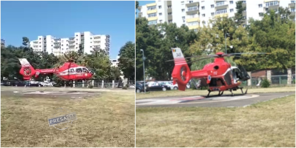 Pacient transportat de urgență cu elicopterul SMURD de la Satu Mare la Baia Mare
