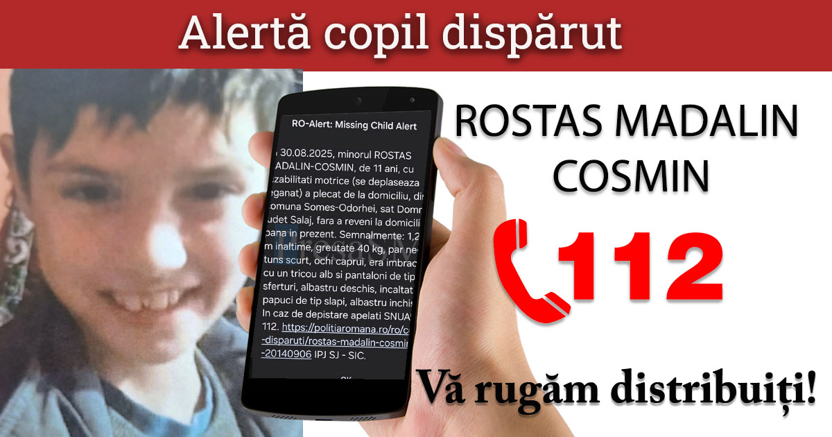 FOTO. RO-ALERT în județul Satu Mare! Cosmin, 11 ani, dispărut fără urmă!