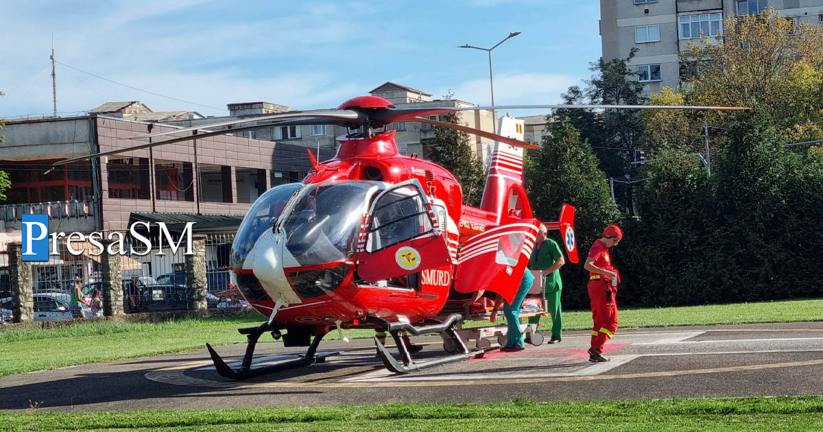 Pacientă în stare critică, transportată de urgență cu elicopterul SMURD de la Satu Mare la Cluj