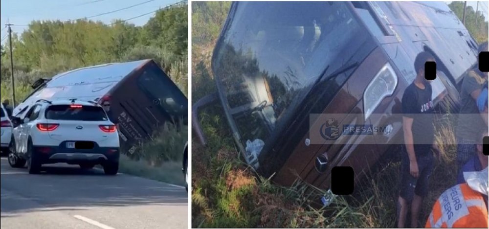 FOTO. Un autocar cu 35 de SĂTMĂRENI s-a răsturnat în Franța. Patru pasageri au fost răniți ușor