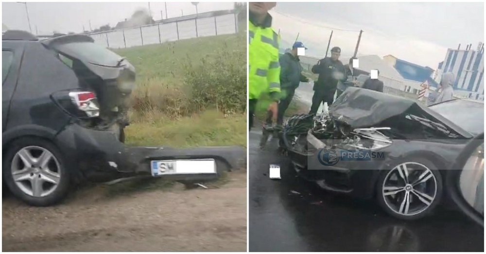 VIDEO. Accident DACIA VS BMW în județul Satu Mare. Două persoane la Urgență