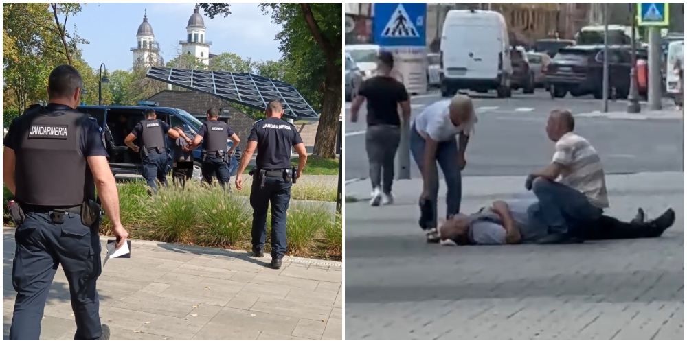 FOTO. Bărbat atacat cu cuțitul în centrul Sătmarului. Altul, lăsat inconștient pe stradă