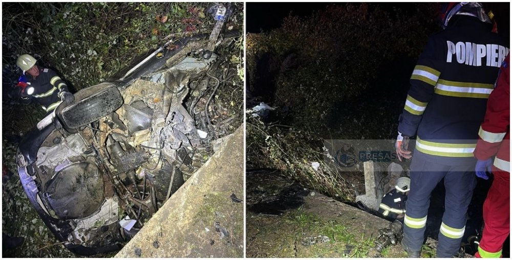FOTO/VIDEO. Accident MORTAL în județul Satu Mare. Un tânăr a fost scos fără viață din mașina distrusă
