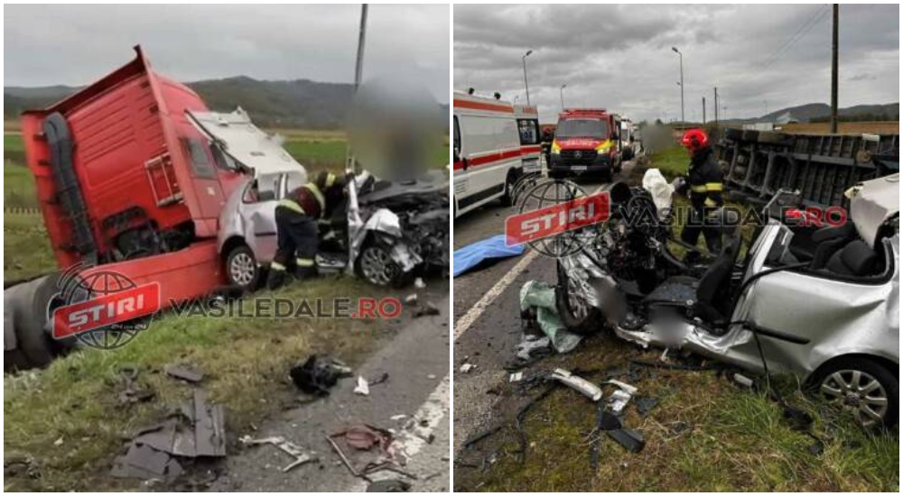 FOTO/VIDEO. Doi tineri și-au pierdut viața, coliziune între o mașină și un TIR