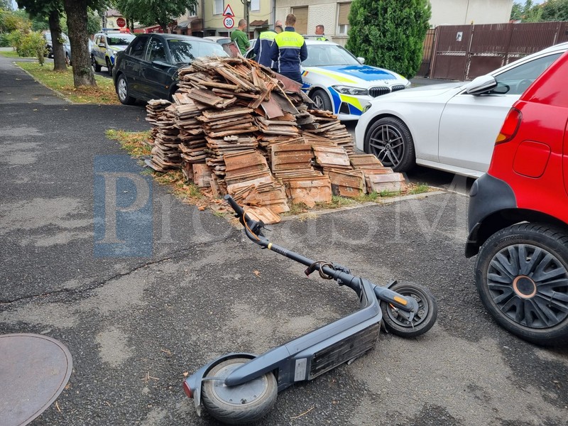FOTO. Un puștan pe trotinetă electrică a accidentat un pieton în Satu Mare