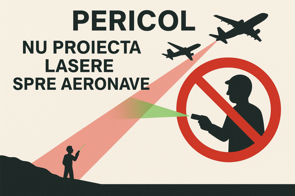 Distracție stupidă în județul Satu Mare. Lasere îndreptate spre avioane