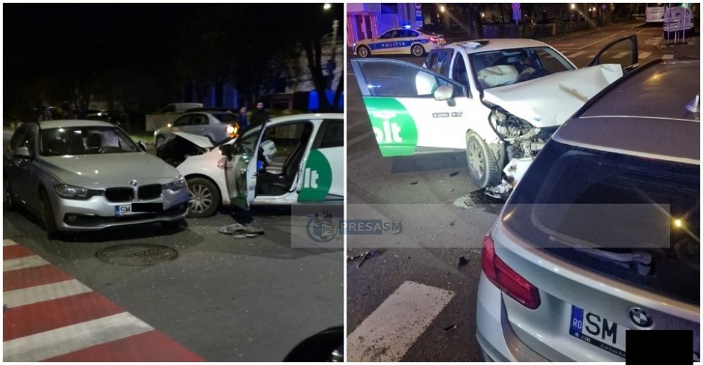 FOTO. Accident cu trei victime (femeie însărcinată), lângă Spitalul Satu Mare. Impact între un Bolt și un BMW