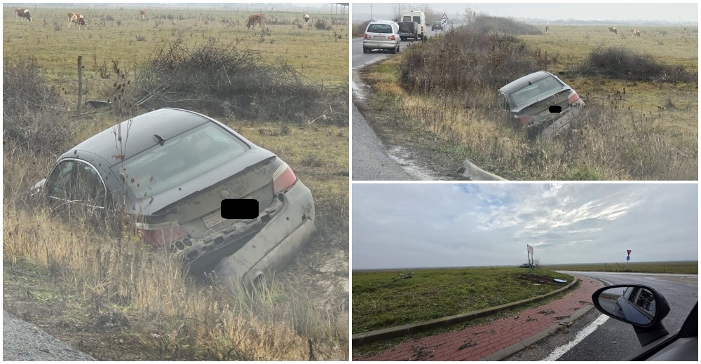FOTO. Șofer trimis în judecată după un accident spectaculos într-un sens giratoriu: alcoolemie de aproape 2 g/l în sânge