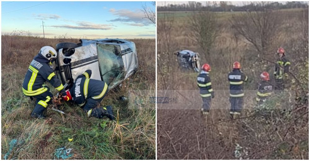 FOTO/VIDEO. Accident mortal în județul Satu Mare! Mașină rostogolită pe câmp!