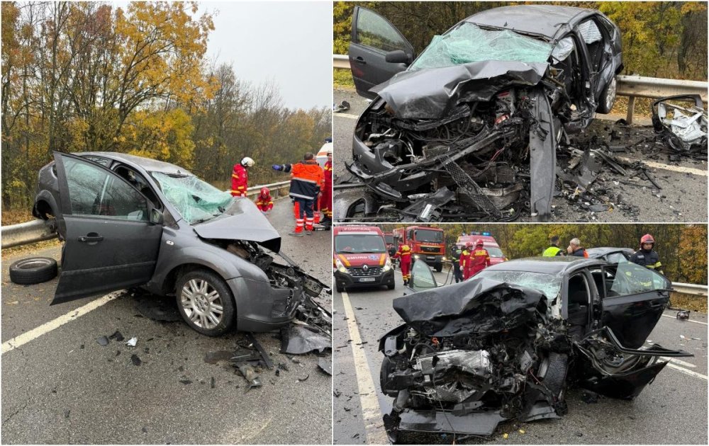 FOTO. Accident frontal, cu doi morți. Un șofer (20 ani) s-ar fi jucat pe telefon