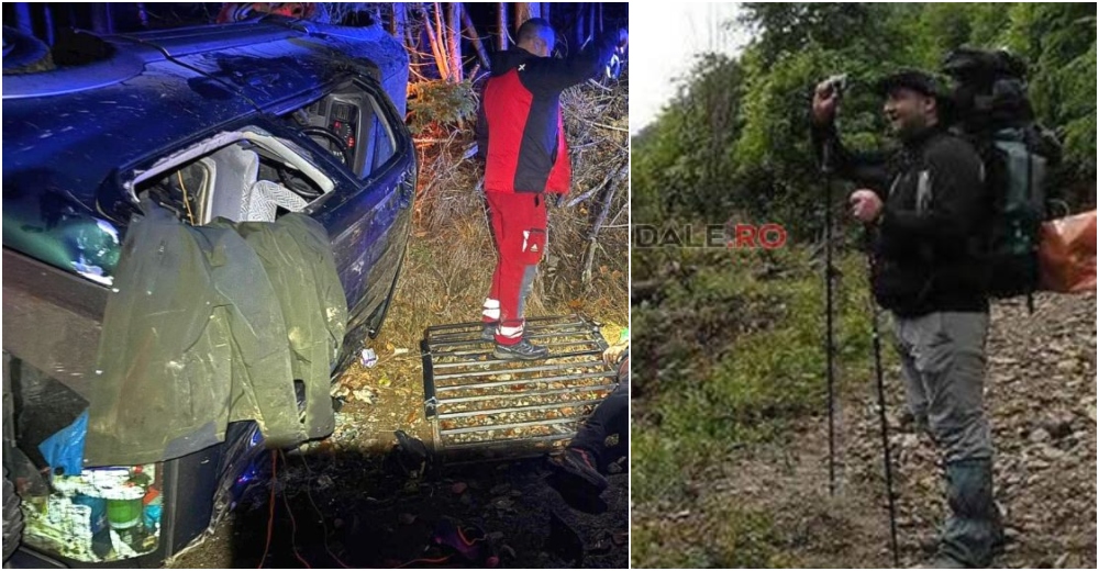 FOTO. Un pădurar (46 ani) a murit după ce s-a răsturnat cu mașina în pădure