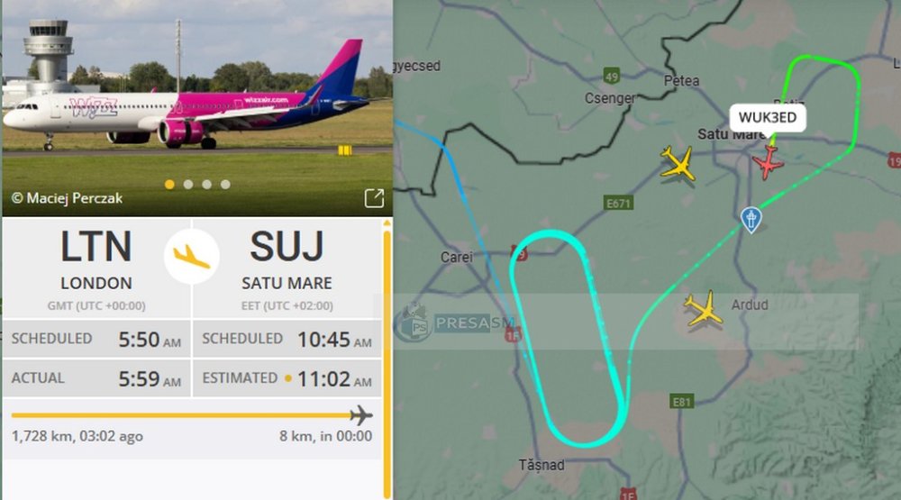 Probleme la cursa de Londra! Avionul nu a putut ateriza în siguranță la Satu Mare
