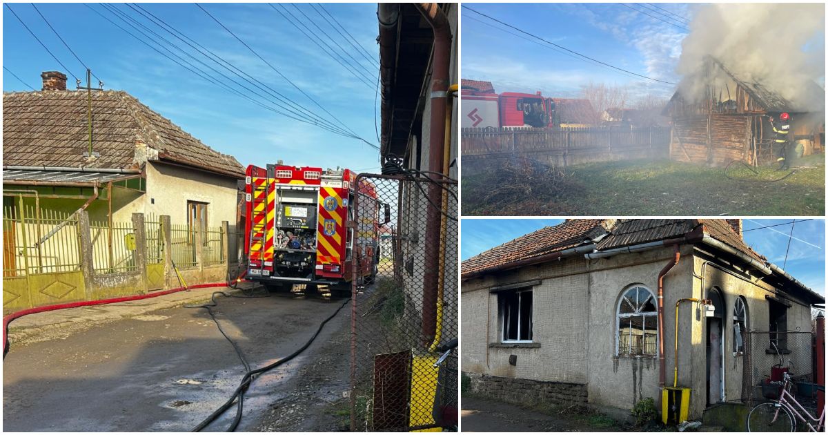FOTO. Două incendii la case diferite, produse în același timp, în județul Satu Mare