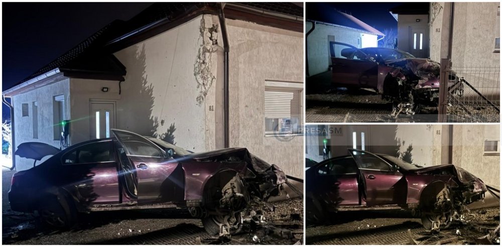FOTO/VIDEO. Accident grav în prima zi de Crăciun: a intrat cu BMW-ul într-o casă din Petin