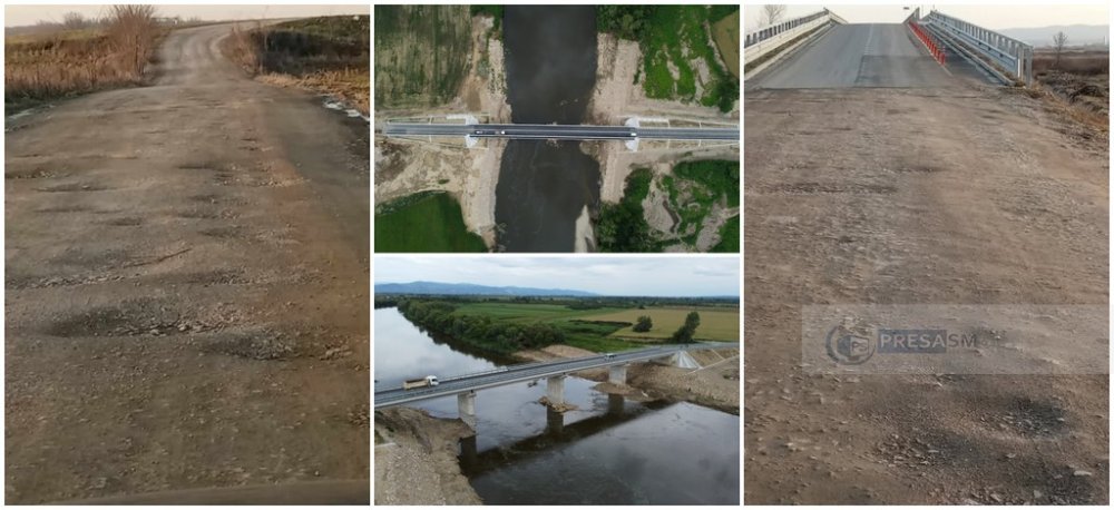 FOTO. Pod ultramodern, drum de acces primitiv, în județul Satu Mare. Tragi-comedie