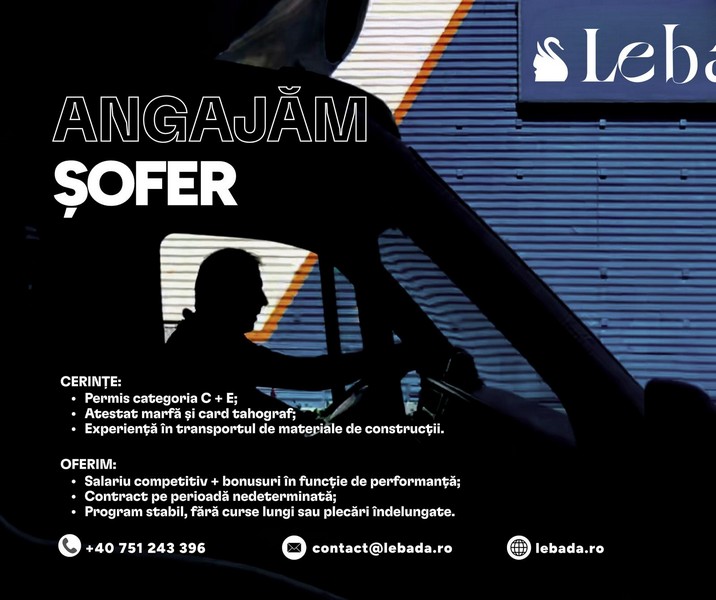 Lebăda angajează ȘOFER categoria C + E. Care sunt cerințele și oferta